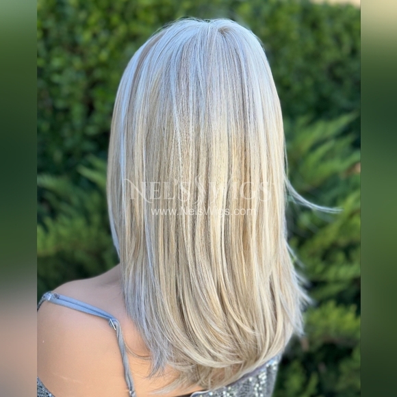 Nels Wigs Cissy Cool Blonde With Lowlights Monofilament Wig - Picture 4 of 16